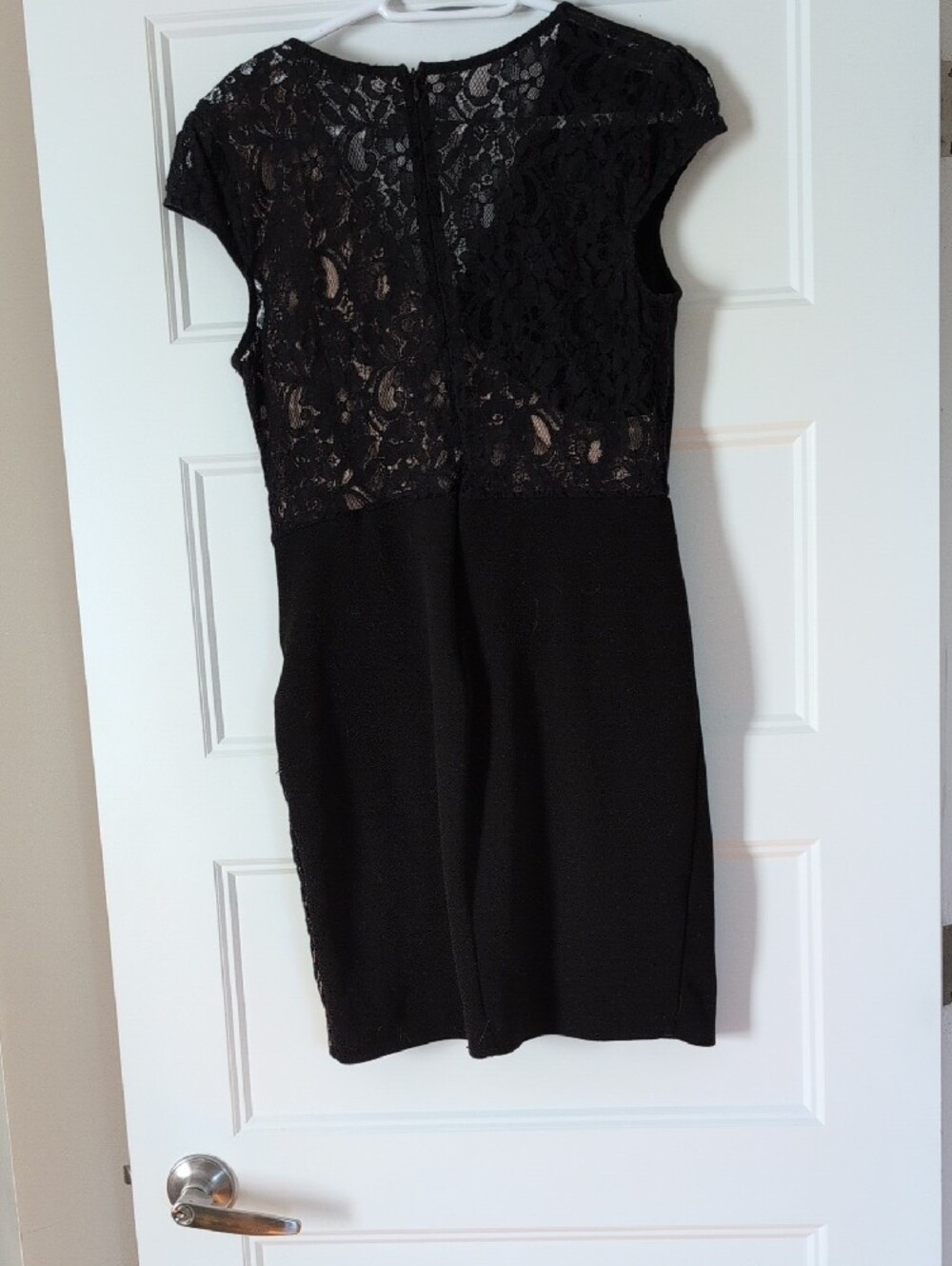 Eclipse Black Lace-Trim Wrap Mini Dress - Picture 2 of 6